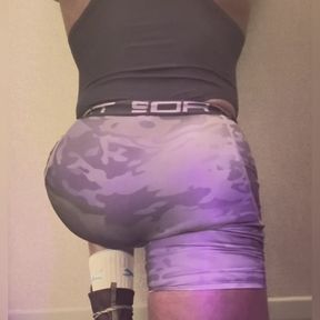 Big black Muscle Butt Stretching Session