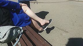 Amateur Girl Gets Filmed Dangling Her Flat Shoes In Public