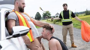 Road worker ramming