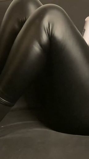 Black High Heel Mules and Leggings Fetish Masturbation   Clip 2