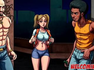 Screwing 2 large dicked studs at the same time! Interracial anime!