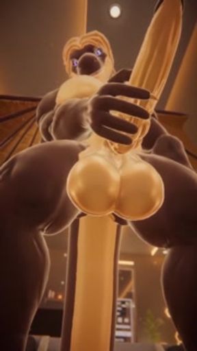 muscular dragon strip-teases and shows off for you