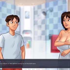 Summertime saga: stepmom doing a handjob to stepson under the shower ep 175