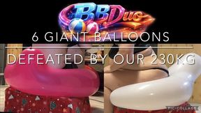 6 Giant 100cm Balloons Defeated by our 230KG Plus Size Bodies!