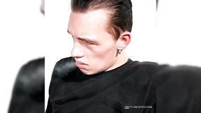 ”BoysSmoking: Aroused Jony drains his uncut pricks sweet juice while smoking”