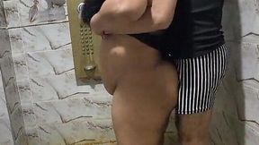 Hung Arab Stud Destroys Egyptian Bitch's Ass in Steamy Shower Fuck, colossal cock meets monster curves