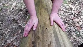 Hard slapping hanging tits in the woods