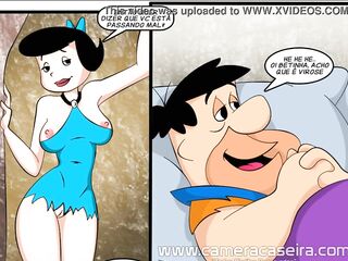 História em Quadrinho Pornô (HQ Pornô) - Os Flintistones - Cuidando do Vizinho (Freddy, Dilma e Betinha) - Câmera Caseira