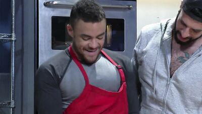 Romeo Davis and his stepbrother are barebacking in the kitchen