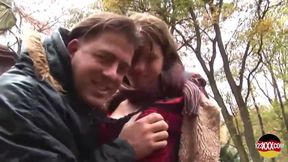 Smiling Brunette Fucked in a Park