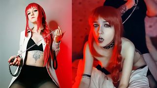 POV klip fetish kaki daripada tetek kecil amatur Makima cosplay perempuan murahan dalam stoking mendapat fucked