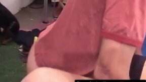 Gorgeous curly babe destroyed in a gang bang