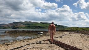 Naked on a deserted Scottish island