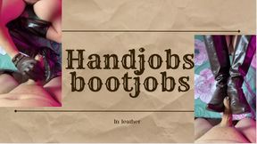 handjobs and bootjob in leather