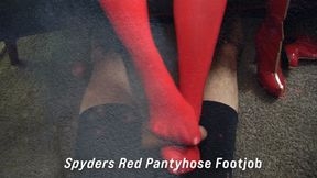 Spyders Red Pantyhose Footjob 1