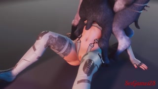 Goat men gangbang for the sexy blonde | Horny blonde has an orgy with beasts