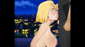 Android 18 Throat Fucked Balls Deep by a Big Thick Cock with Her Face Soaked in Cum Right in Front of Her Husband
