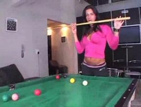 Hot Latina Tranny Plays Billiards