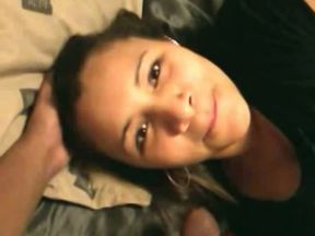 My chubby brunette cutie gives me sensual blowjob
