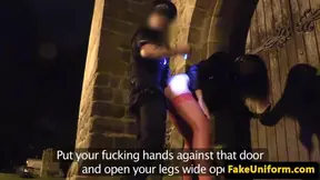 UK babe rimms cops before POV anal outdoor