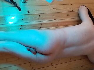 Femboy Enjoys Self-Oil Massage on His Large Ass