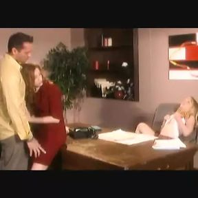 Office Fuck with Female Parent While Teen Girl Plays with Herself