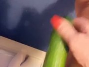 Uks longest labia loves cucumber !
