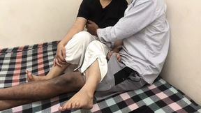 fucked young woman repeatedly by old man, cum-covered face begging for more