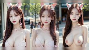 (3d animated ai-generated models) outdoor cat cosplay (with pussy masturbation asmr sound!)