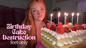 Birthday Cake Destruction - Feet Only - Cake Sitting Mess Foot Feet Fetish Worship Soles Toes Goddess Verbal Humiliation