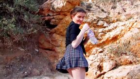 Sexy German brunette gets cum deep inside her throat