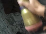 CAUGHT EDGING N JERKING DICK IN HOTEL ROOM - FLESHLIGHT FUCK