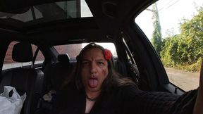 Dirty Sissy CD Finally Cums in the Car and Eats Her Own Cum Load a Car Solo Masturbation Video