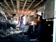 Horny spider looking for his enemy in bombed out building