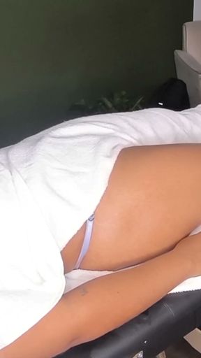 Ebony final part massaging wife freed by tame cuckold   Clip 2