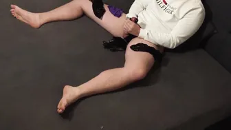 Crossdresser twink jerks off and cums in step sister's panties