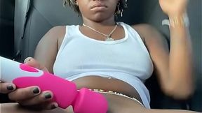 Young Ebony Girl Cums Hard in the Car