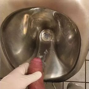 Cum in public restroom urinal