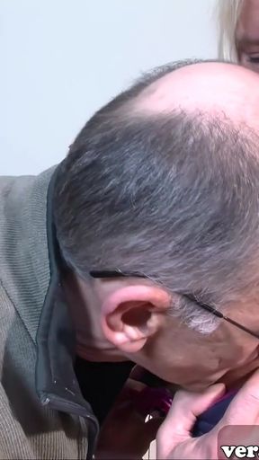 Old German grandpa fucks blonde from the street   Clip 1