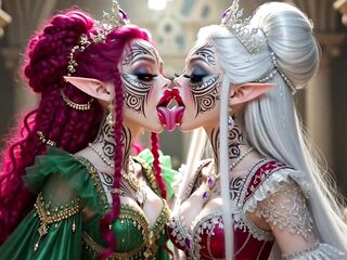 Nice-looking Elves Princess Giving a kiss, Ai Animation