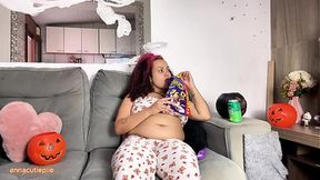 Gassy BBW Halloween Movie Night with Farting and Burping