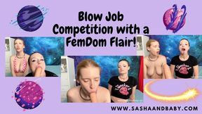 Blow Job Competition with Two Blonde Brat FemDom Girls