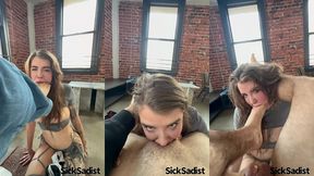 eden ivy sucks feet & socks, gets foot slapped, spit play, and throat fucked