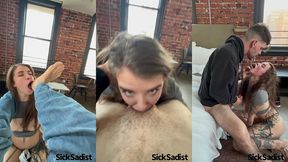 eden ivy sucks feet & socks, gets foot slapped, spit play, and throat fucked