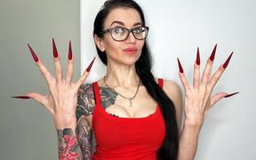 Finger Snapping, Long Fingers with Red Long Nails