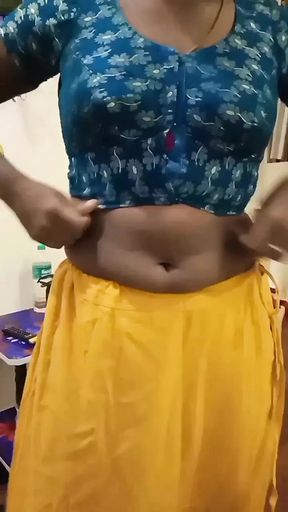 Desi Indian Tamil Hotwife Teases Sugar Daddy in Pink Bra and Saree with Navel Show at Hotel!