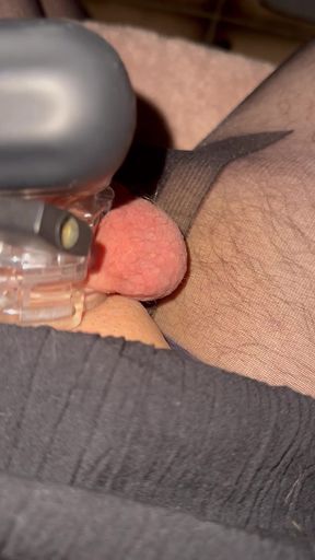 SissyChastity Slave play with his locked clitty