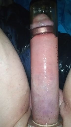Erik pumping till it fills up the 2.5 inch diameter tube