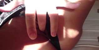 Rubbing my pussy over my panties wearing lingerie, pulling my panties aside