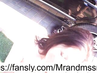 hawt russian milf sucks soaked in the parking lot